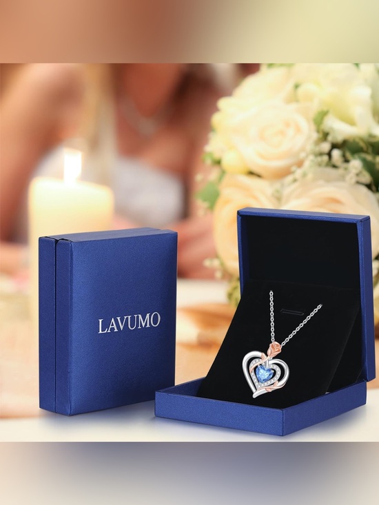 lavumo Jewelry - Lavumo 925 Sterling Silver Double Heart Rose Flower Necklace